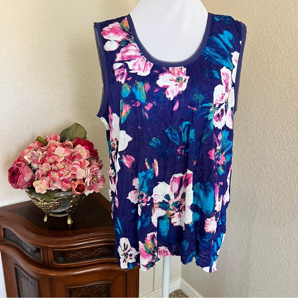 SVW Floral Crinkle Tank Top